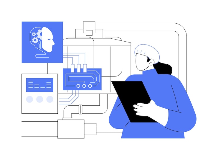 Vector aioptimized predictive maintenance abstract concept vector illustration