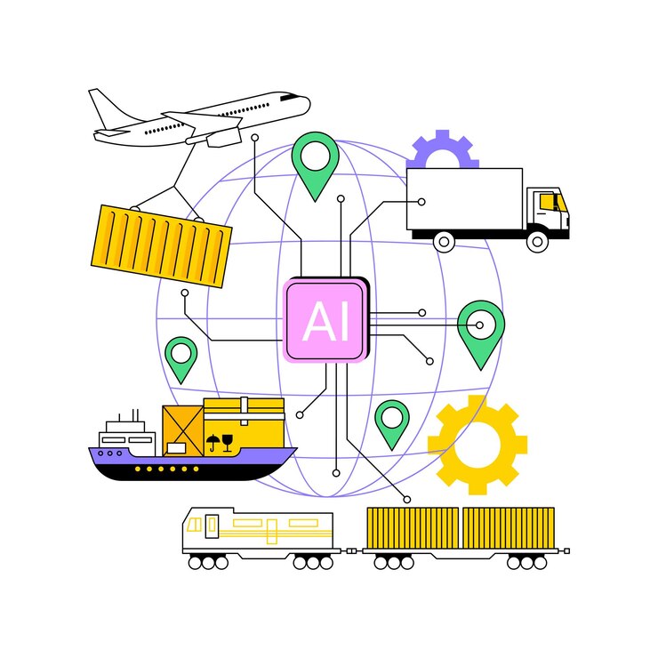 Vector aioptimized supply chain management abstract concept vector illustration transportation and