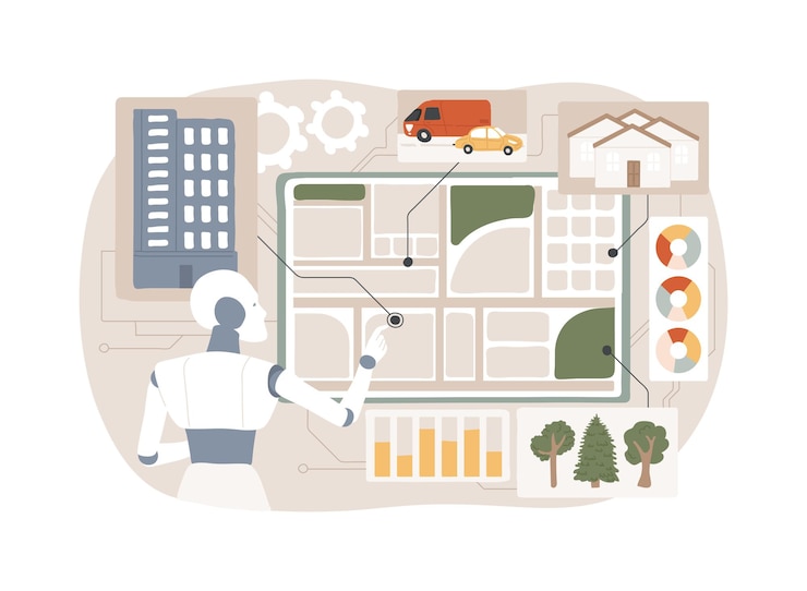 Vector aioptimized urban planning abstract concept vector illustration