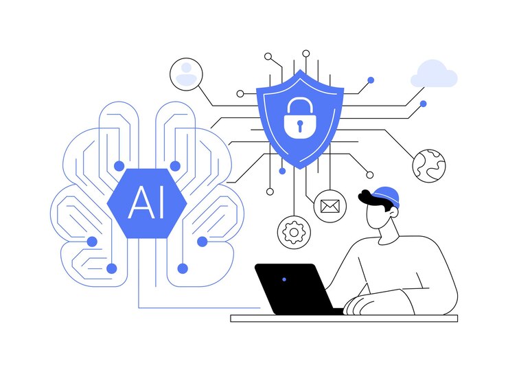 Vector aipowered network security abstract concept vector illustration