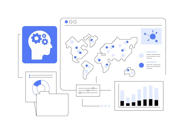 AIPowered Predictive Disease Outbreak Analysis アブストラクト コンセプト ベクトル イラスト 医療