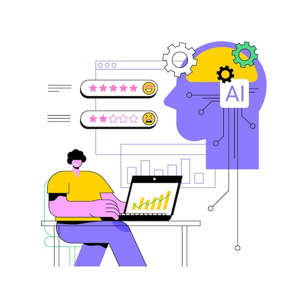 Aipowered voorspellende klant sentiment analyse abstract concept vector illustratie klant
