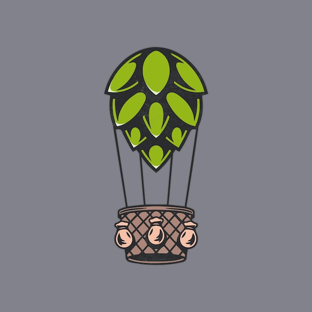 Vector air balloon beer hop illustration