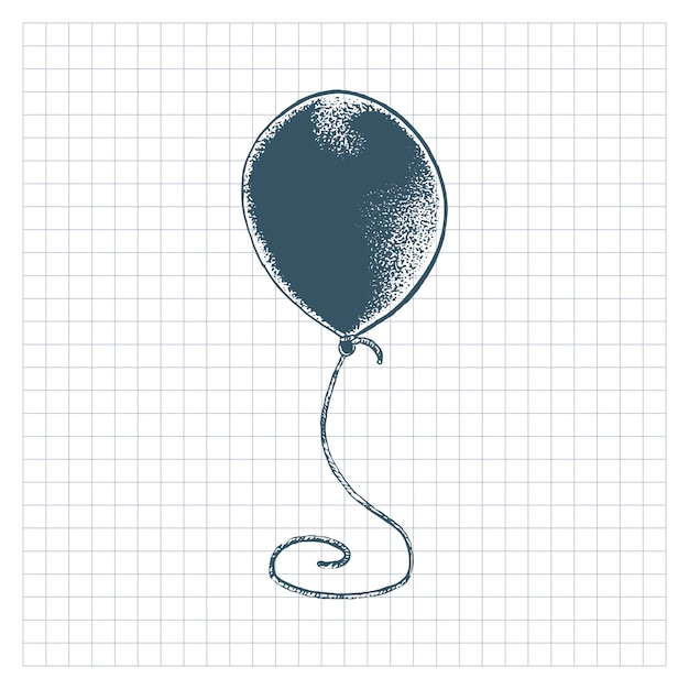 Air balloon. hand drawn picture in sketch style, isolated on checkered background. vector illustration.