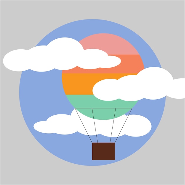 Air balloon icon in flat style Vector illustration