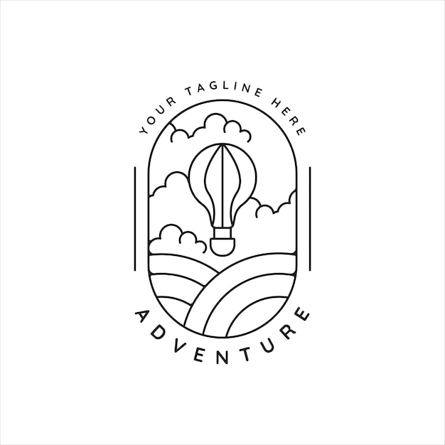 Logo dell'aerostato linea arte semplice minimalista vettoriale illustrazione modello icona design adventure
