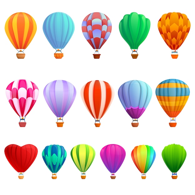 Air balloon set, cartoon style