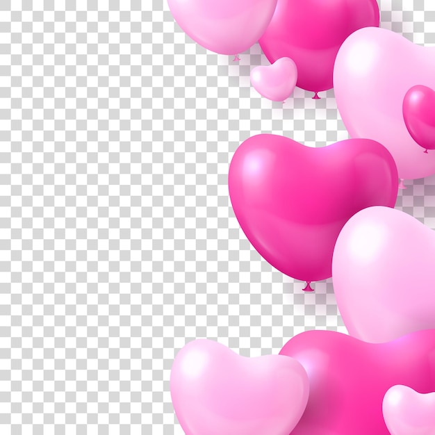 Air balloons form hearts transparent background template Air balloons in the form of hearts transparent background template for designers and illustrators Romantic design as a vector illustration