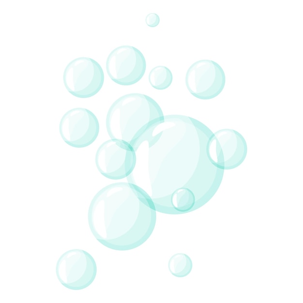 Air Bubbles Balloons in the water Soap Bubbles of different sizes Vector illustration isolated on white background