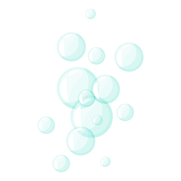 Air Bubbles Balloons in the water Soap Bubbles of different sizes Vector illustration isolated on white background