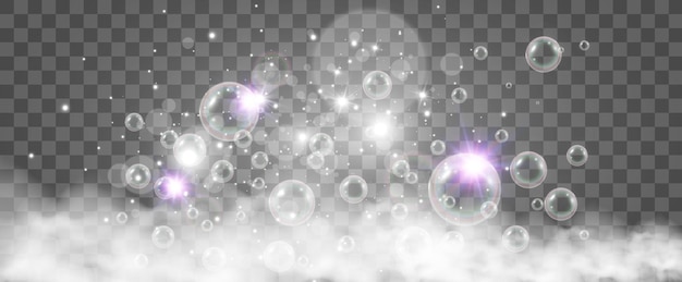 Вектор Пузырьки воздуха на прозрачном фоне векторная иллюстрация мыльной пены