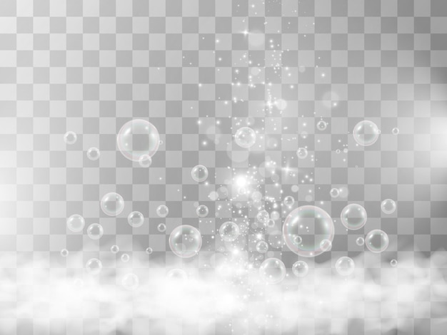 Vector air bubbles on a transparent background soap foam vector illustration