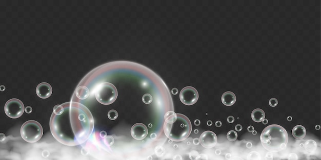 ベクトル 空気泡 透明な背景のソープ泡のベクトルイラスト