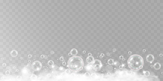 Air bubblesSoap foam vector illustration on a transparent background