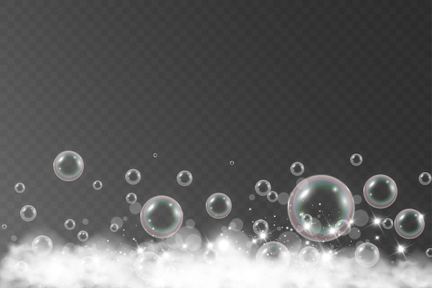 気泡透明な背景に石鹸の泡のベクトル図