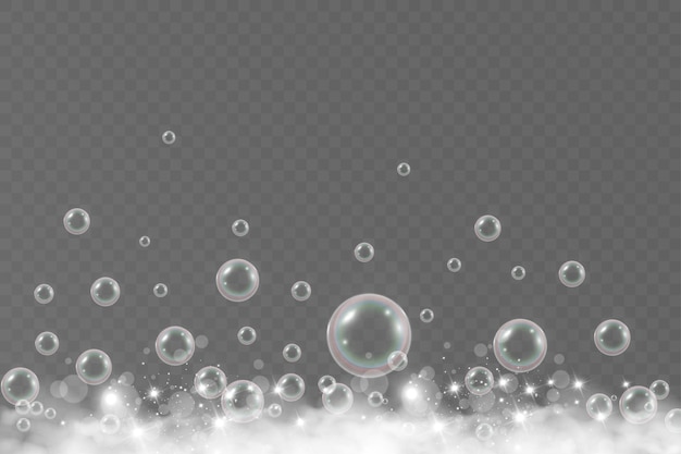 Vector air bubblessoap foam vector illustration on a transparent background