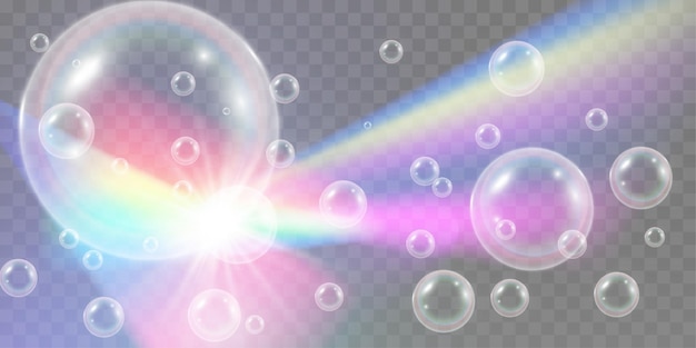 Air bubblesSoap foam vector illustration on a transparent background