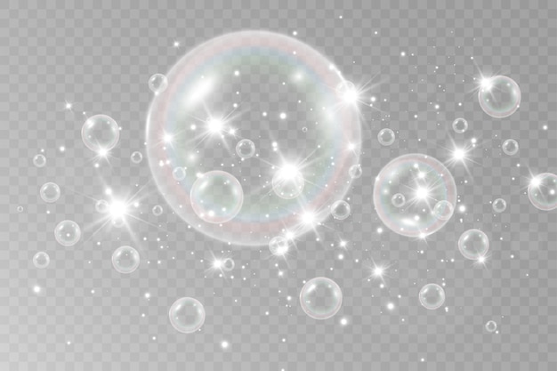 Vector air bubblessoap foam vector illustration on a transparent background