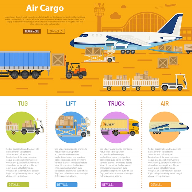 Vettore infografica del trasporto aereo di merci