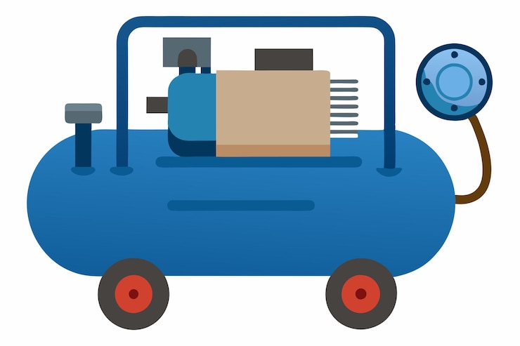 Vector air compressor clipart cartoon style vector illustration