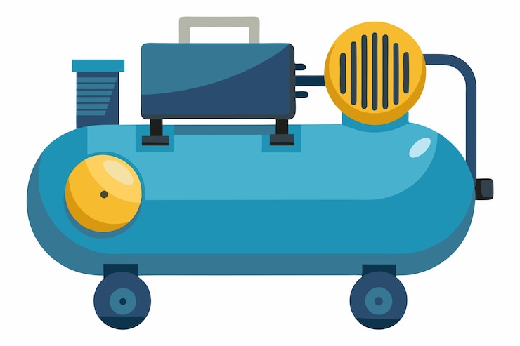 Vector air compressor clipart cartoon style vector illustration