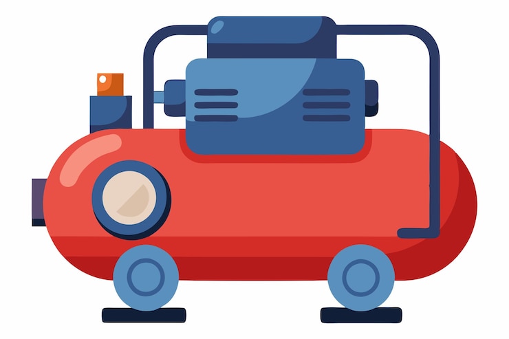 Vector air compressor clipart cartoon style vector illustration