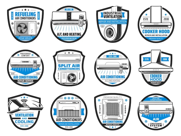 Air conditioner cooker hood ventilation icons