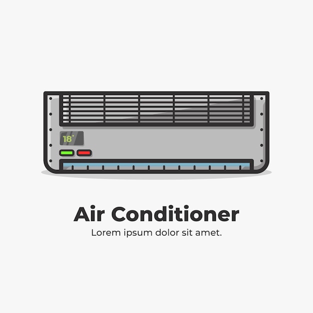 Air conditioner cute flat cartoon afbeelding