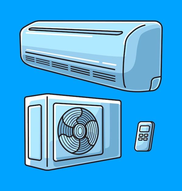 Air conditioner equipment cartoon easy editable