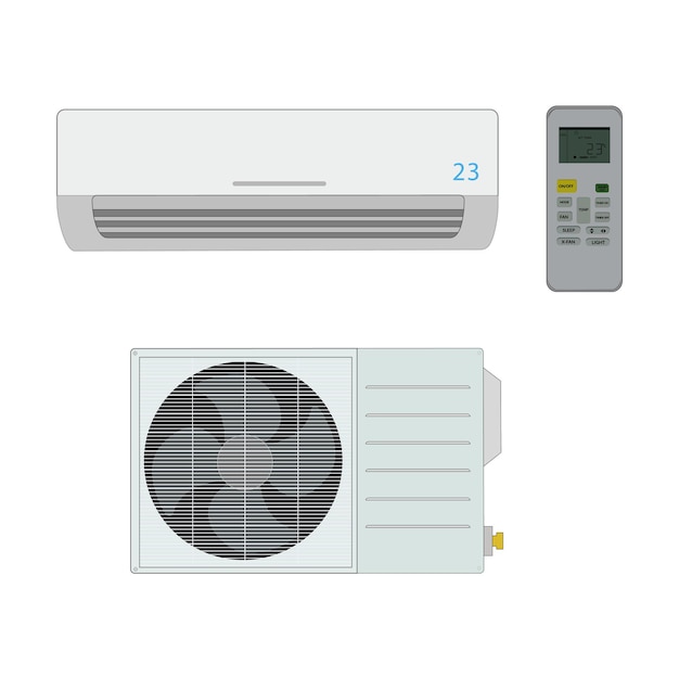 白い背景の現実的なベクトル図に分離されたエアコン