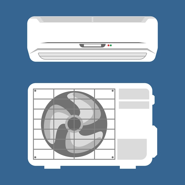 벡터 에어컨 시스템. 외부 및 내부 장치 및 원격 제어