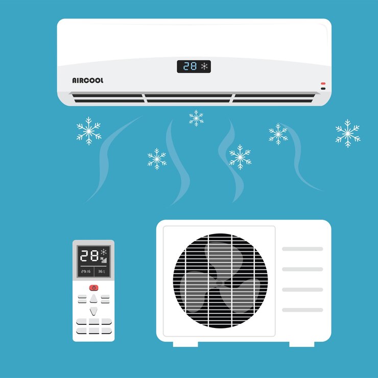 Air conditioner vector Home appliance Electrical equipment Flat vector in cartoon style isolated
