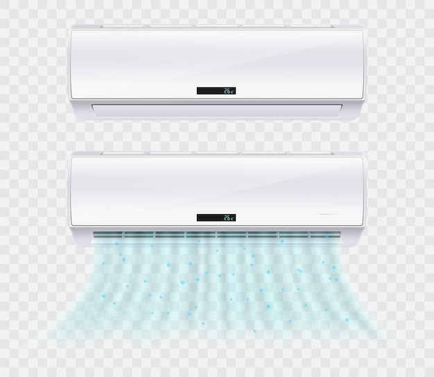 Air conditioner vector illustration isolated on transparent background, realistic 3d illustration
