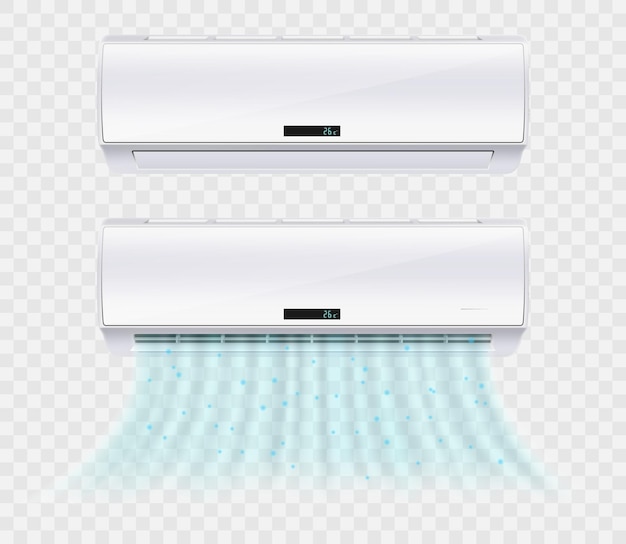 Air conditioner vector illustration isolated on transparent background, realistic 3d illustration