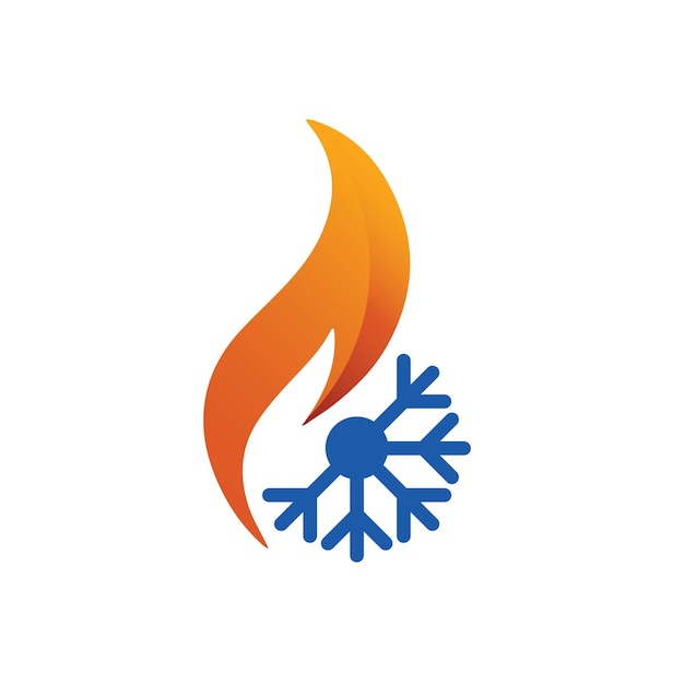 Вектор Логотип кондиционера hvac концепция логотипа с символом кондиционера fire heating cooling snowflake.