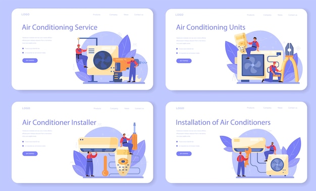Banner web di servizio di riparazione e installazione di aria condizionata