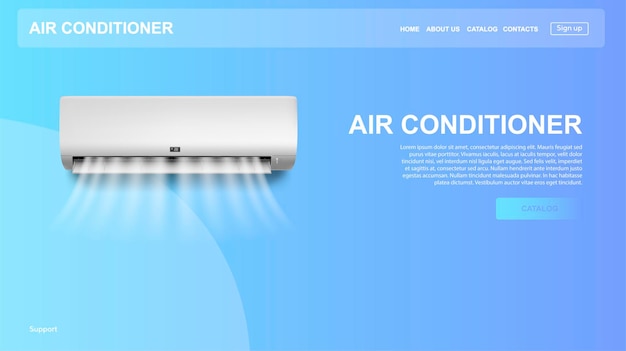 Air conditioning sale web banner or landing page Installing conditioner Webpage Online shop