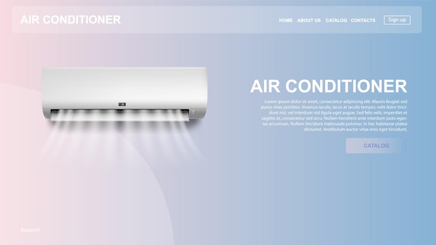 Vector air conditioning sale web banner or landing page installing conditioner webpage online shop