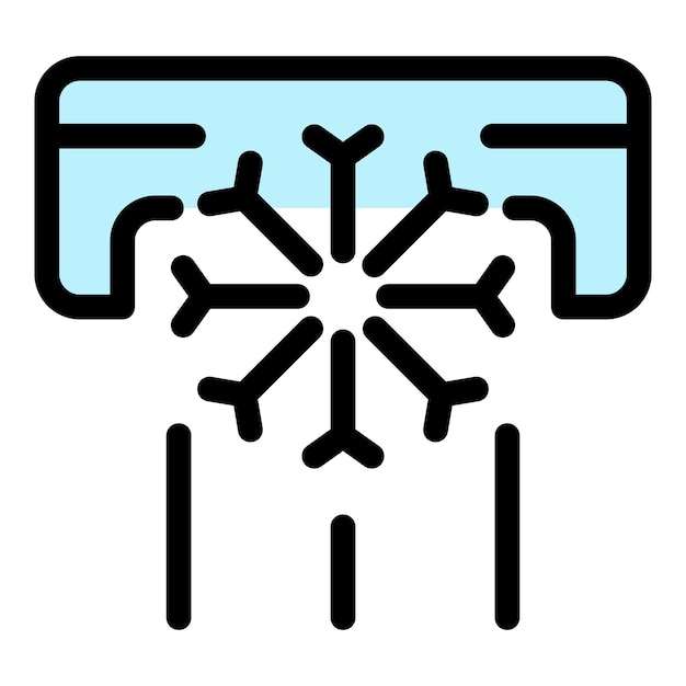 Condizionamento dell'aria e icona di fiocco di neve contorno dell'aria condizionata e icona vettoriale dei fiocchi di neve colore piatto isolato