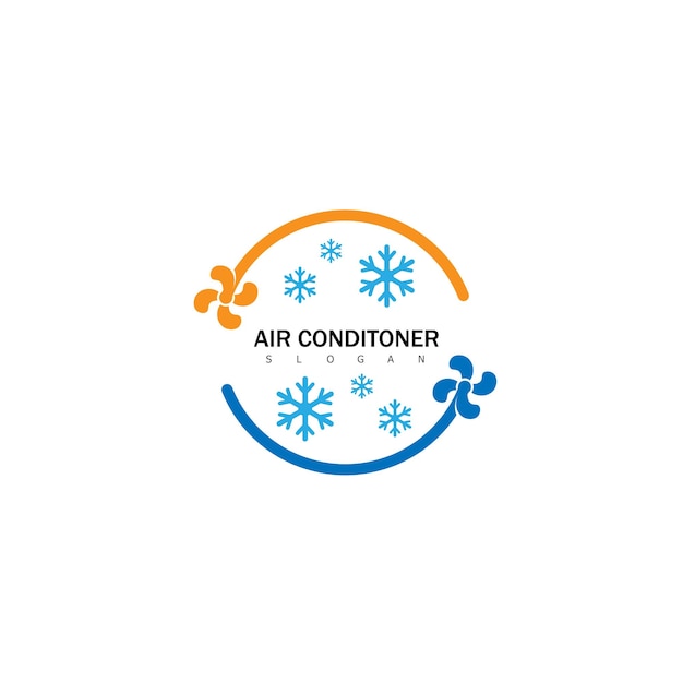 Air conditioning and snowflake with twist logo template Construction repair and installation of air conditioners vector design illustration