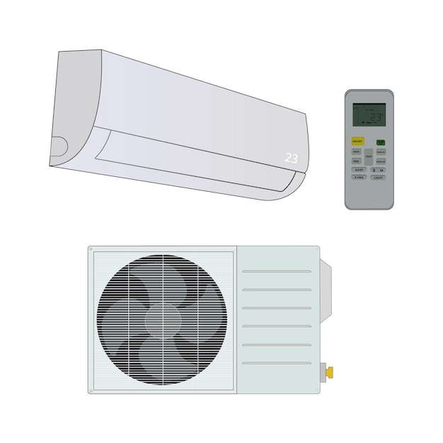 白い背景のクールなベクター デザインに分離されたエアコン
