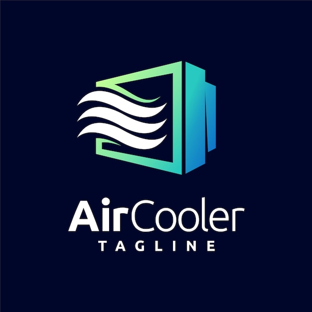 Air cooler logo with wind concept