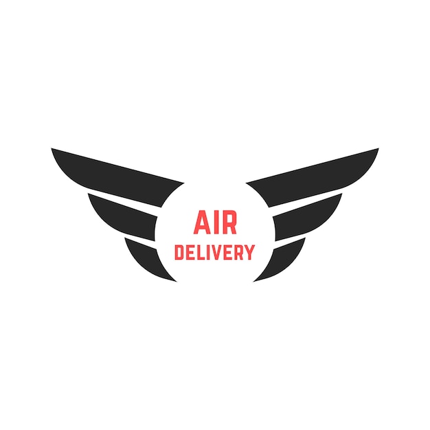 Vector air delivery logo with black wings. concept of courier, shipment, email, visual identity, airline, ecommerce. isolated on white background. flat style trend modern wing logo design vector illustration