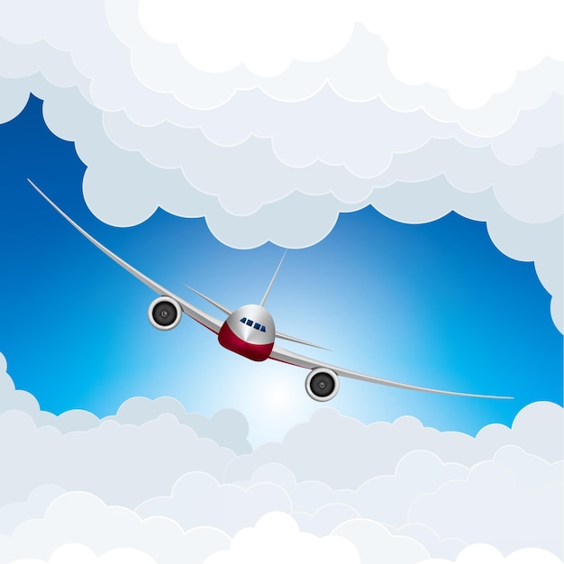 航空飛行のコンセプト デザイン、ベクトル描画ジェット飛行機。