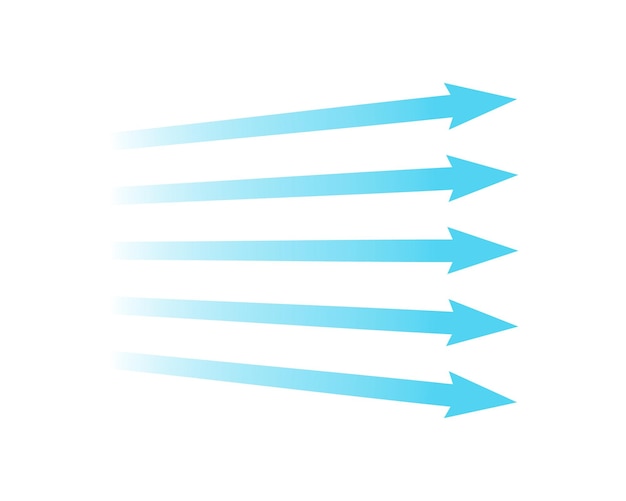 Вектор Поток воздуха синяя стрелка, показывающая направление движения воздуха стрелка направления ветра синий холодный свежий поток из кондиционера векторная иллюстрация на белом фоне