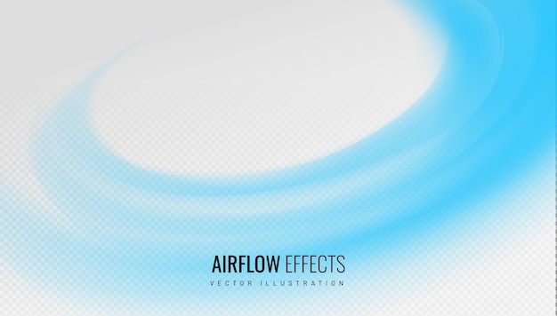 Vector air flow wave on transparent background abstract light effect a stream of clean fresh air