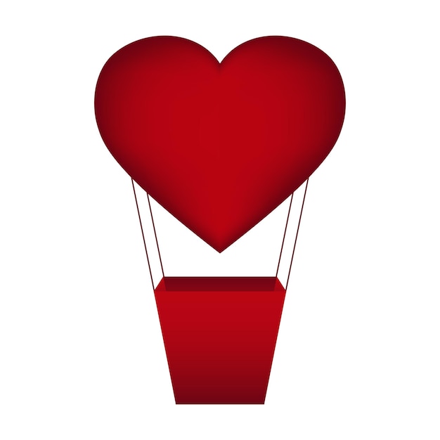 Air flying balloon in the shape of a heart for Valentines Day