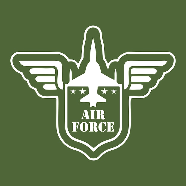 Logo air force con ali, scudi e stelle. distintivi militari.