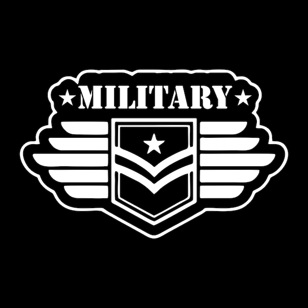 Логотип ВВС с крыльями, щитами и звездами. Военные значки.