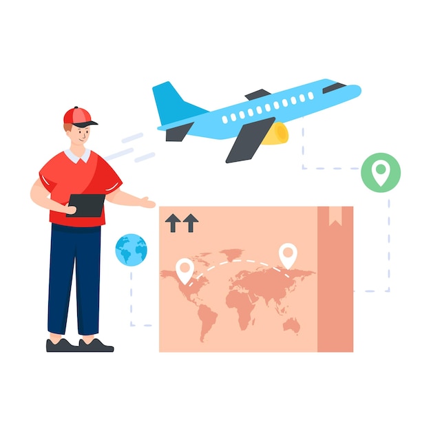 Air freight in editable flat illustration design